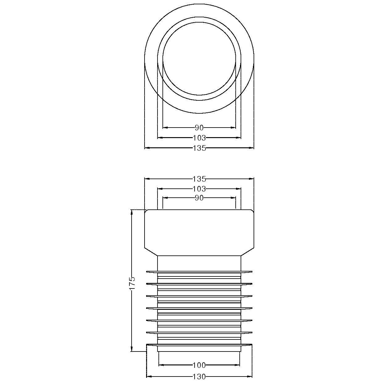 GIUNTI PROLUNGATI IN PVC P/SCARICHI WC mm.110-125 