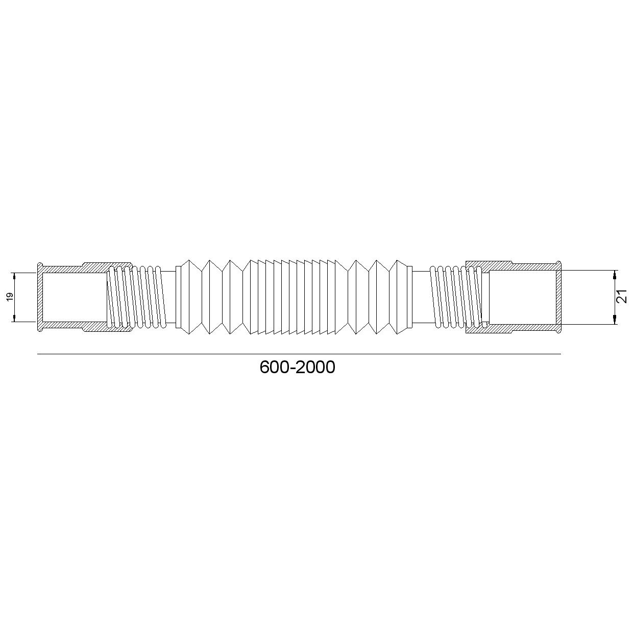 TUBI P/SCARICO LAVATRICE ESTENSIBILI mm. 600-2000