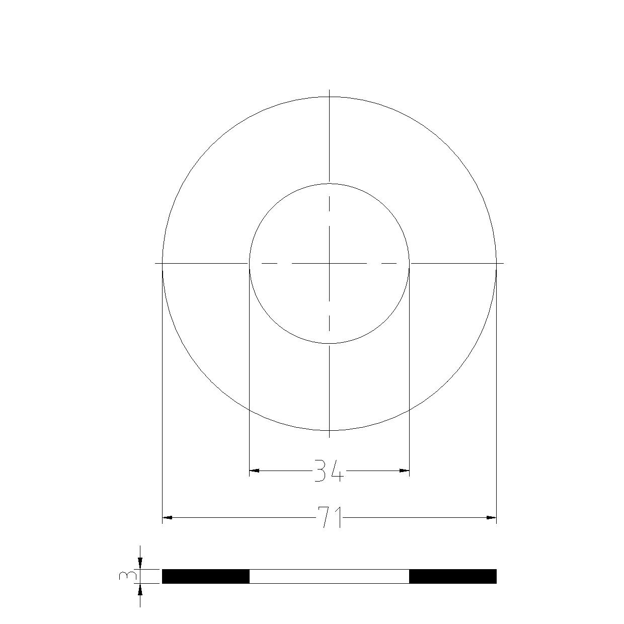GUARNIZIONI IN PTFE mm.3 P/FLANGE PN10/16 - DN25