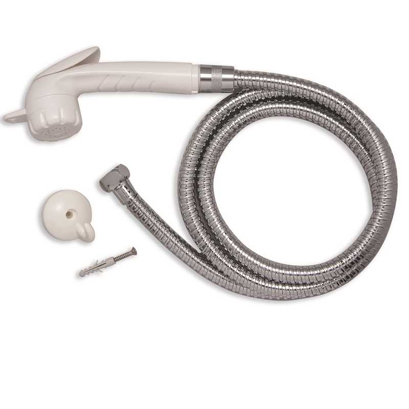 DOCCE A PULSANTE BIANCHE C/GANCIO+FLESSIBILE ACCIAIO INOX 
