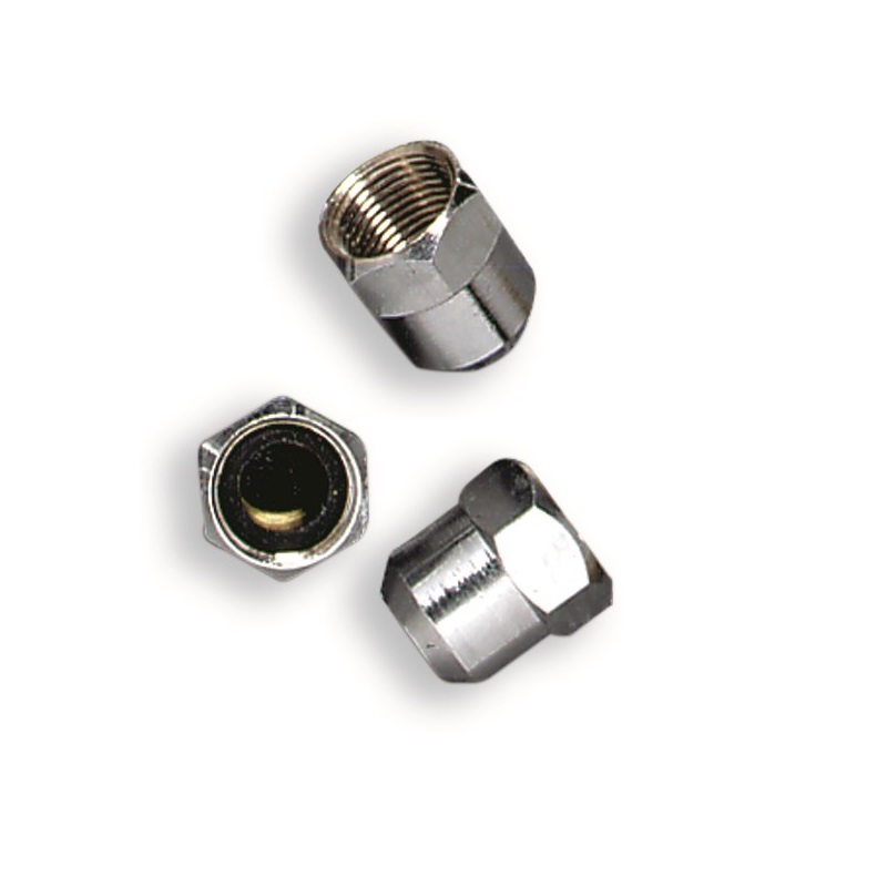 CAPPUCCI CROMATI 3/8"X10 C/SPACCATA-PIANA-CONICA TUBETTO GOMMA NERA 