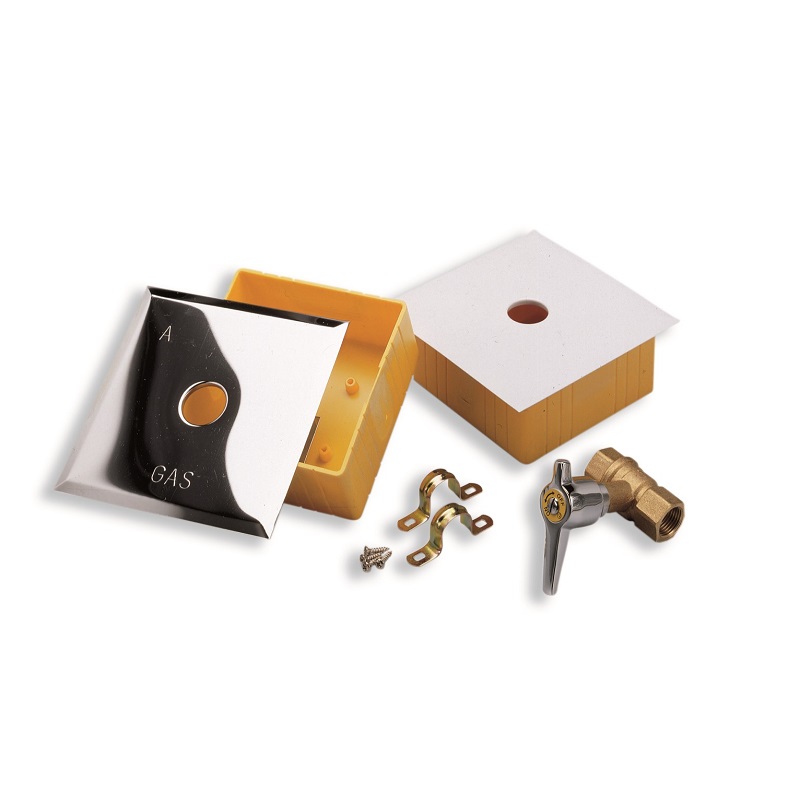 SCATOLE CON PIASTRA INOX P/RUBINETTI GAS INCASSO 