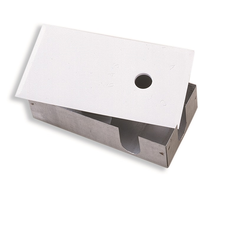 SCATOLE ZINC. cm.24x12x6 COPERCHIO VERNIC. BIANCO VARIANTE C/FORO LATERALE 