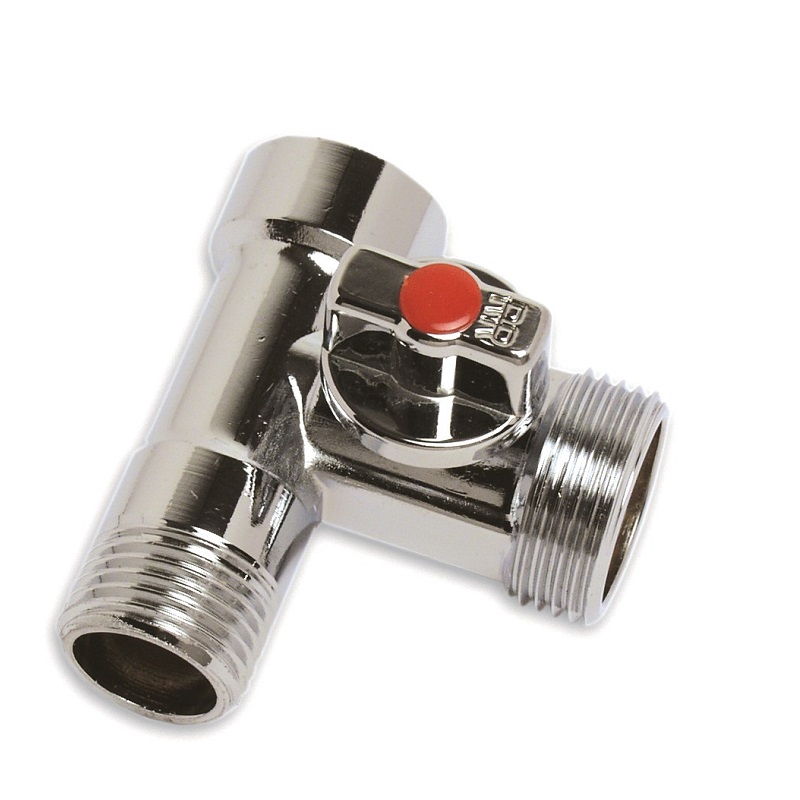 VALVOLE "T" OTTONE CROM. MF 1/2"-PRESA LAT.M 3/4" 