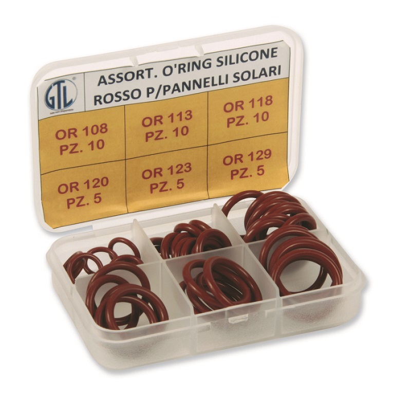 ASSORT. O'RING SILICONE ROSSO P/PANNELLI SOLARI 