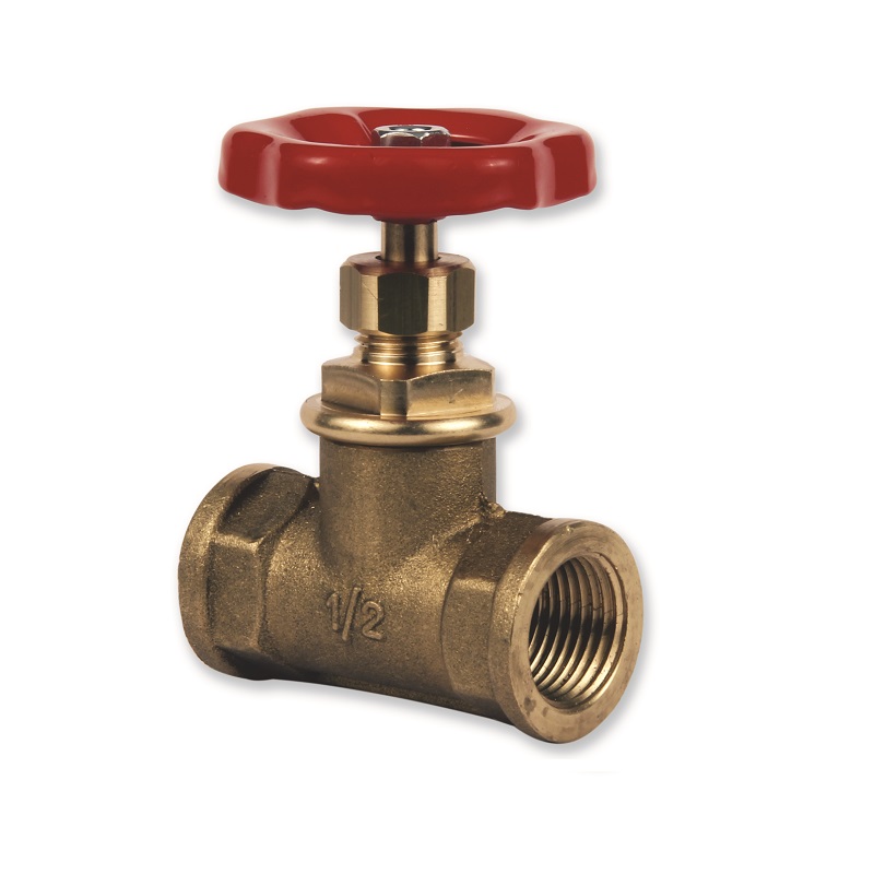 RUBINETTI ARRESTO FF1/2" OTTONE-VOLANTINO ROSSO 
