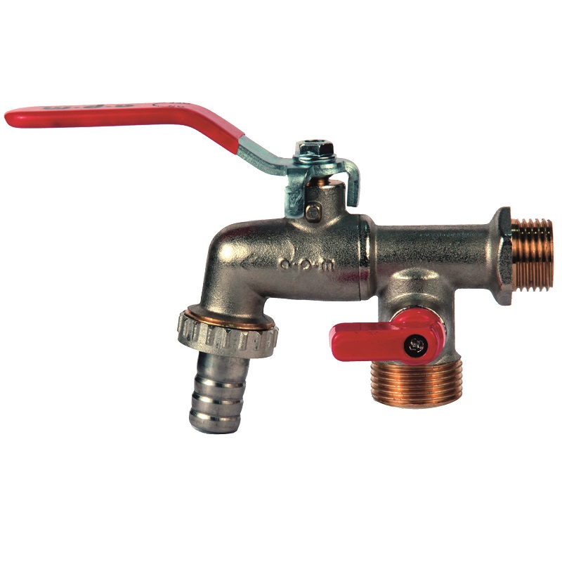 DOPPIO RUBINETTO A SFERA 1/2"x3/4"x3/4" C/PORTAG. 