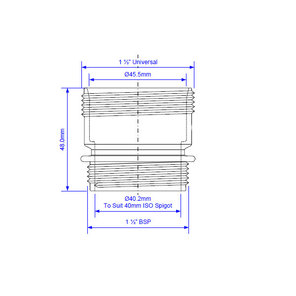 RACCORDO M 11/2 X 40 mm. 
