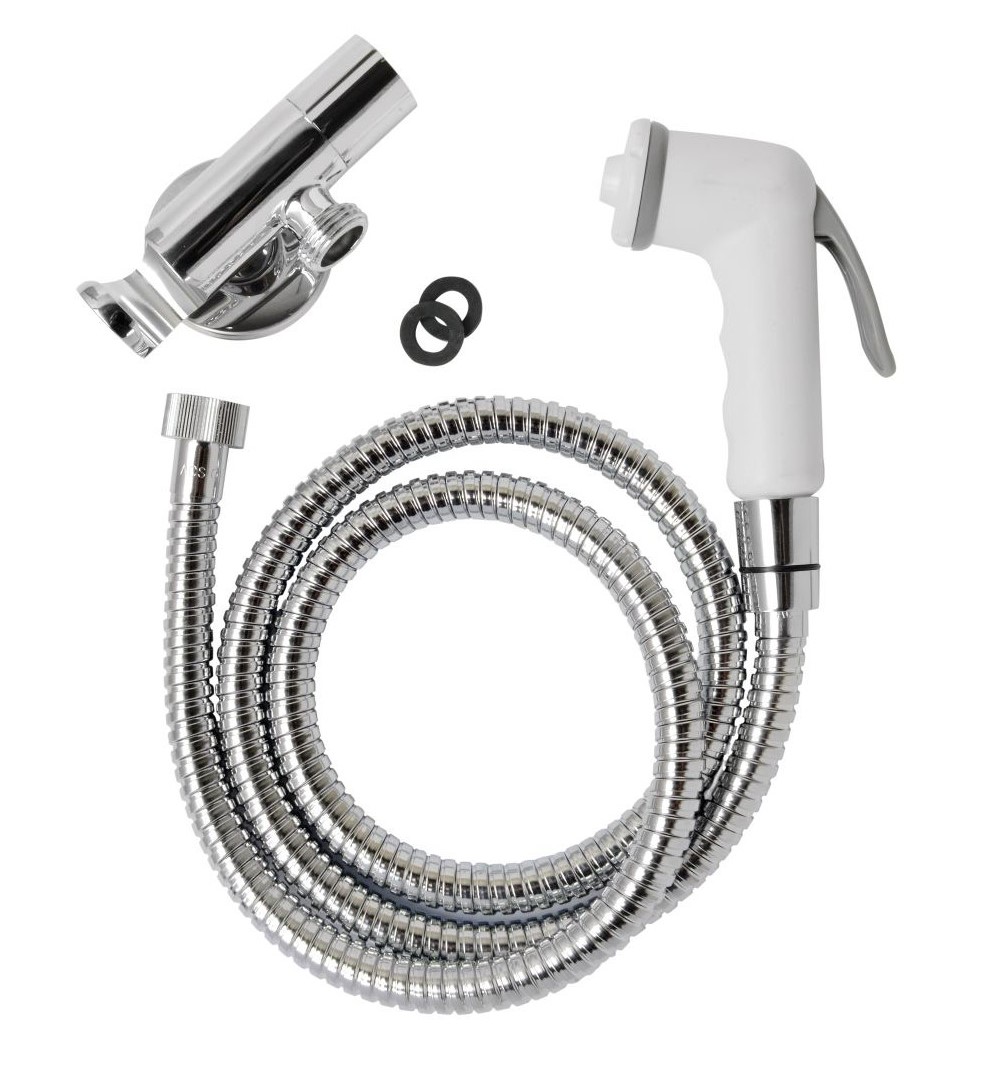 DOCCETTE LAVA WC BIANCA CON RUBINETTO E FLESSIBILE 