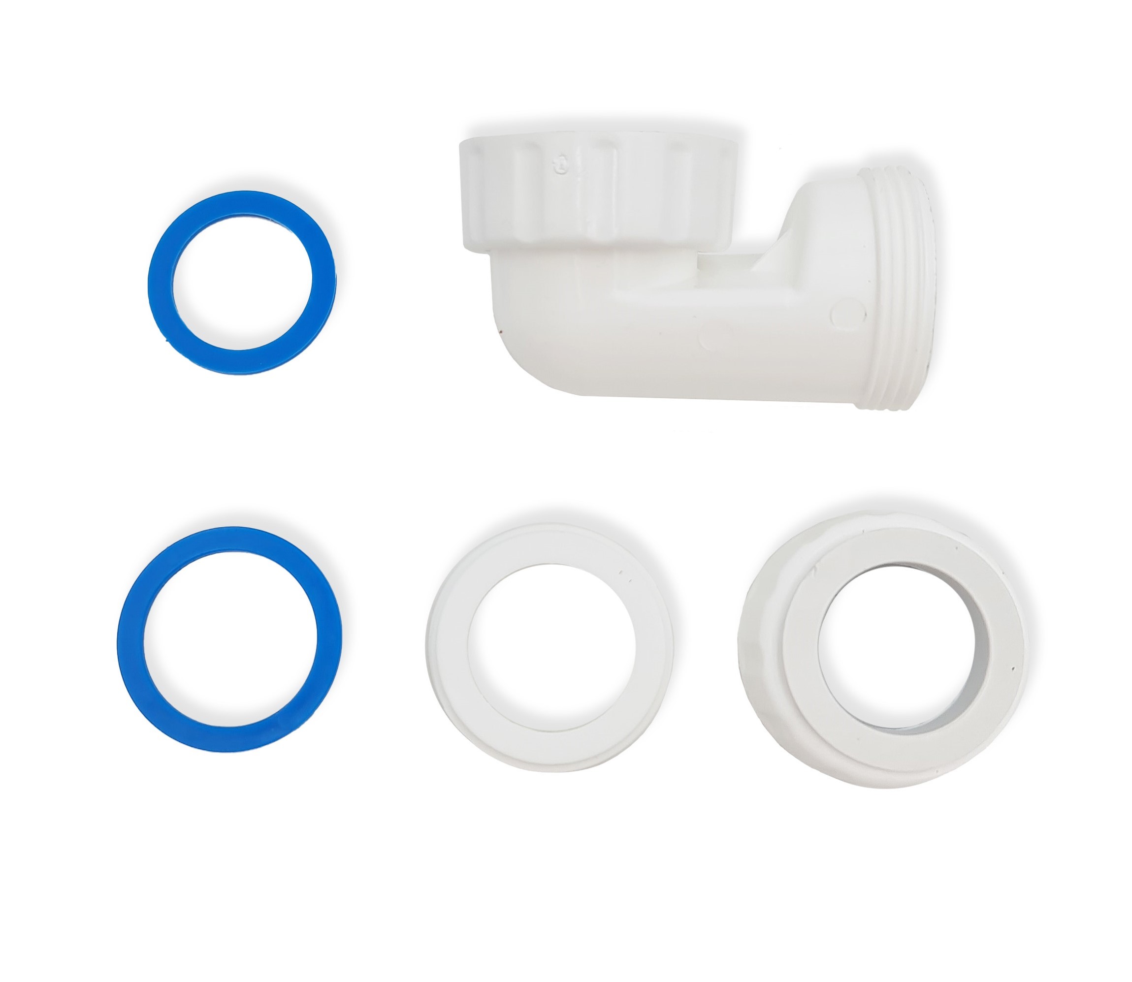 CURVE 90° MF 1"1/2 CON RIDUZIONE 1"1/4, IN POLITENE BIANCO 