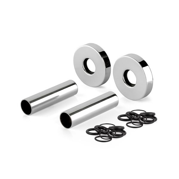 SET COPRITUBO IN OTTONE CROMATO CON DUE ROSONI E TUBI mm.70 