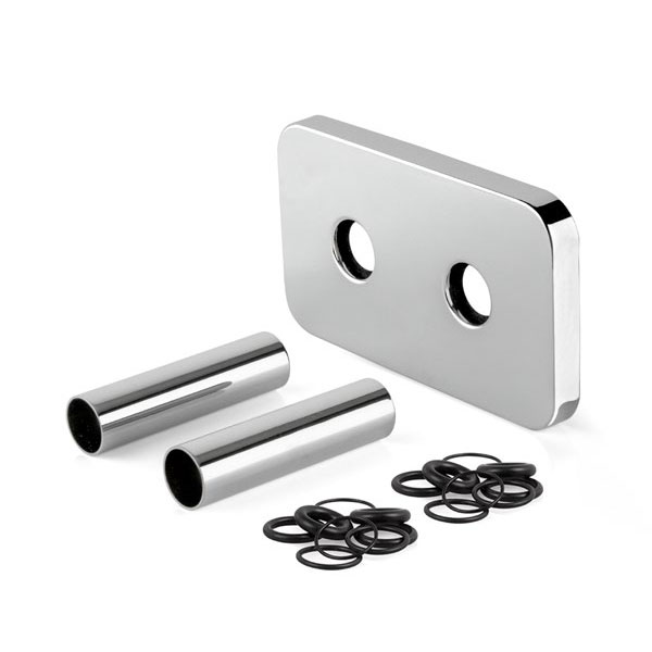 SET COPRITUBO IN OTTONE CROMATO CON UNA PIASTRA E TUBI mm.70 
